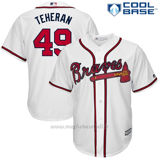 Maglia Baseball Uomo Atlanta Braves 49 Julio Teheran Bianco Cool Base